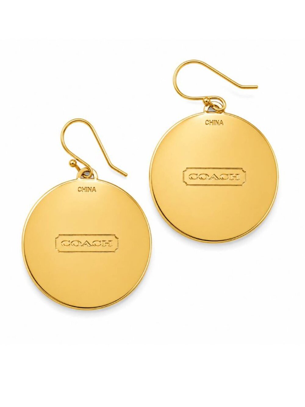Coach Gold Tone Signature Disc Earrings - Picture 3 of 3